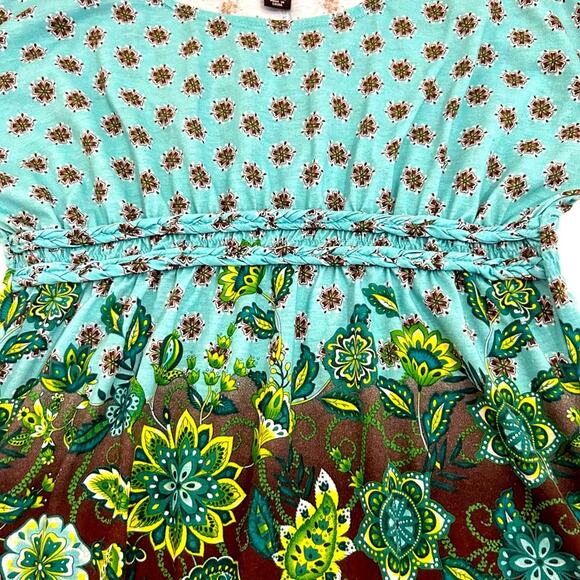 Weavers Multicolor Floral Mixed Print Boho Top, Size Medium - Picture 3 of 8